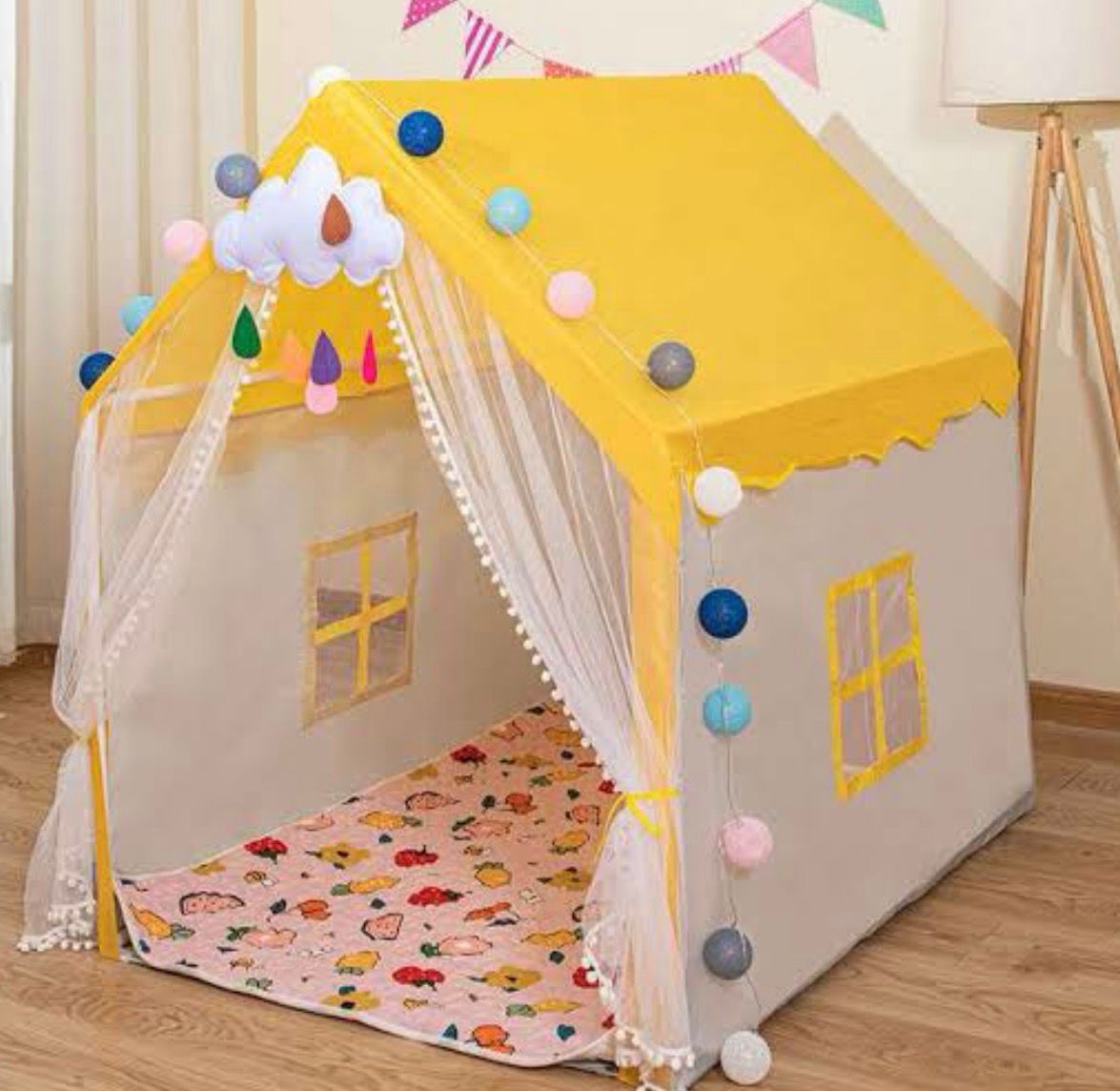 Monobeach Princess Tent Girls Large Playhouse Kids Castle Play Tent with Star Lights Toy for Children Indoor and Outdoor Games,