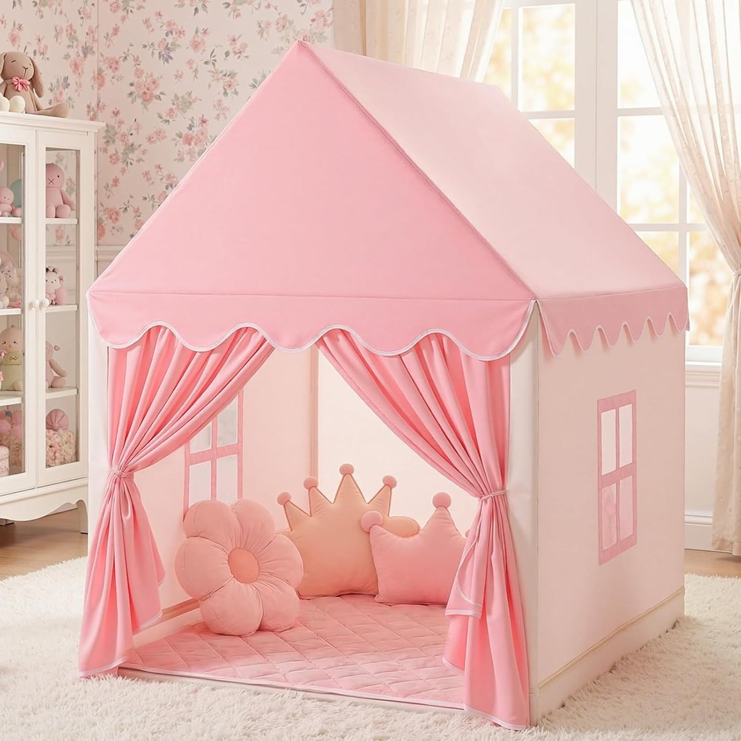 Monobeach Princess Tent Girls Large Playhouse Kids Castle Play Tent with Star Lights Toy for Children Indoor and Outdoor Games,