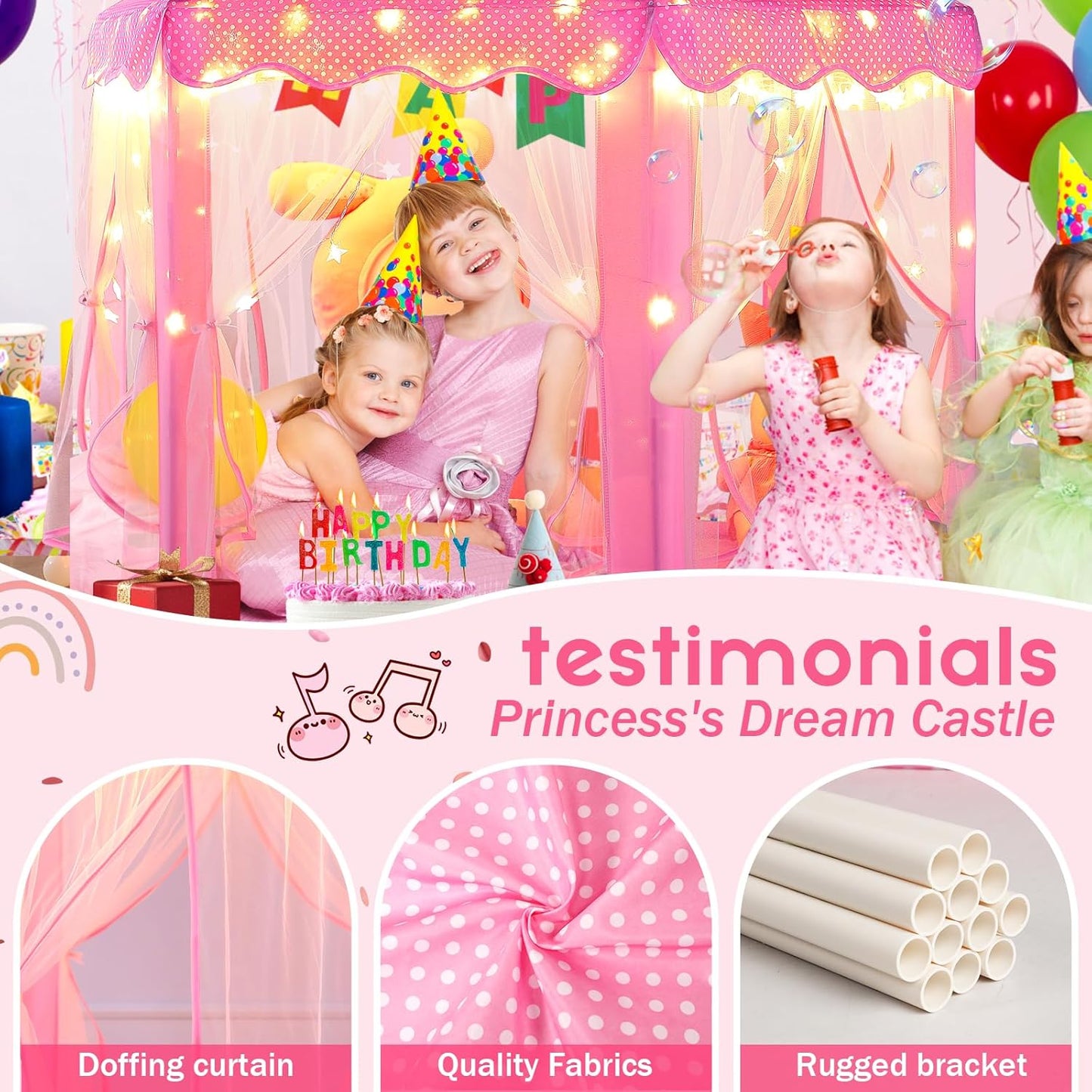 Monobeach Princess Tent Girls Large Playhouse Kids Castle Play Tent with Star Lights Toy for Children Indoor and Outdoor Games,