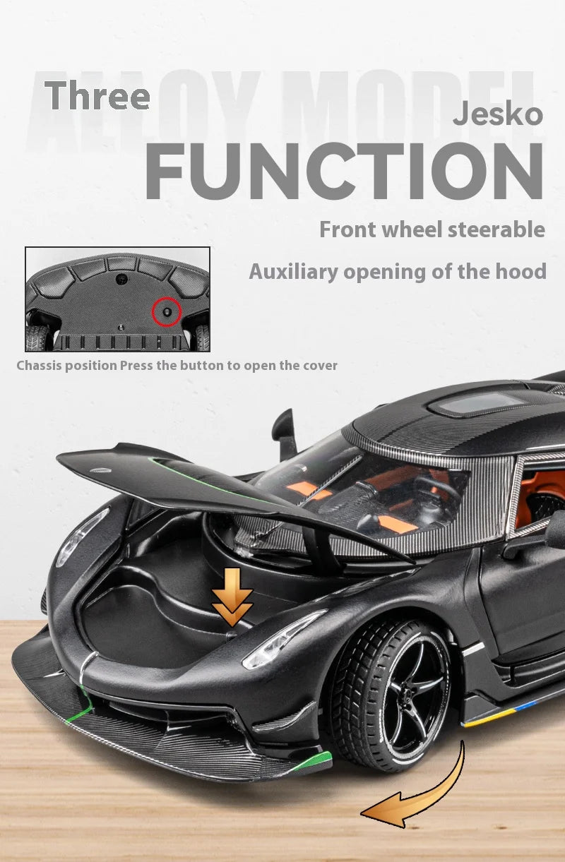 Simulation 1:24 Jesko Car Model Alloy Car Model Sports Car Children's Toy Car Collection Ornaments Boy Birthday Gifts