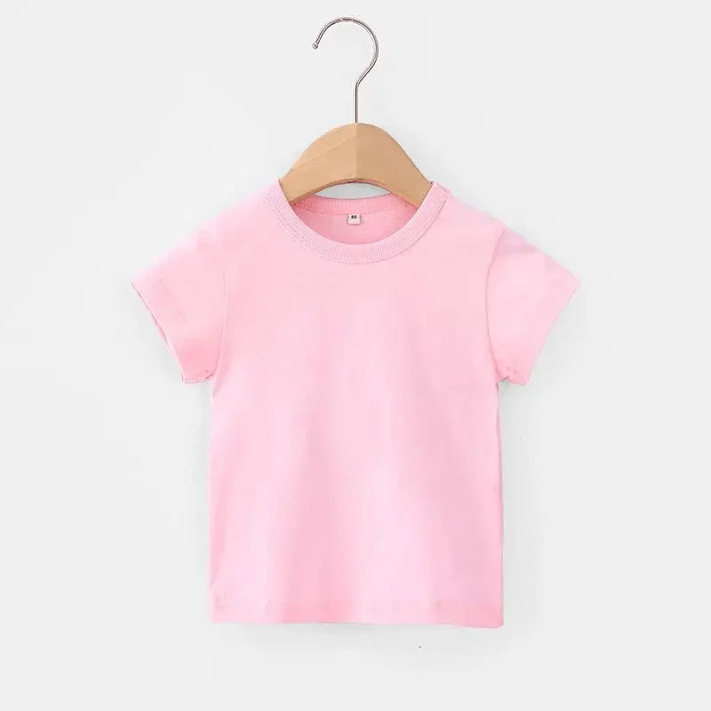 Summer Girls T Shirts Yellow Red Short Sleeve Baby Boy T Shirt White Tee Shirt Cotton Girls Tops For Children Clothes