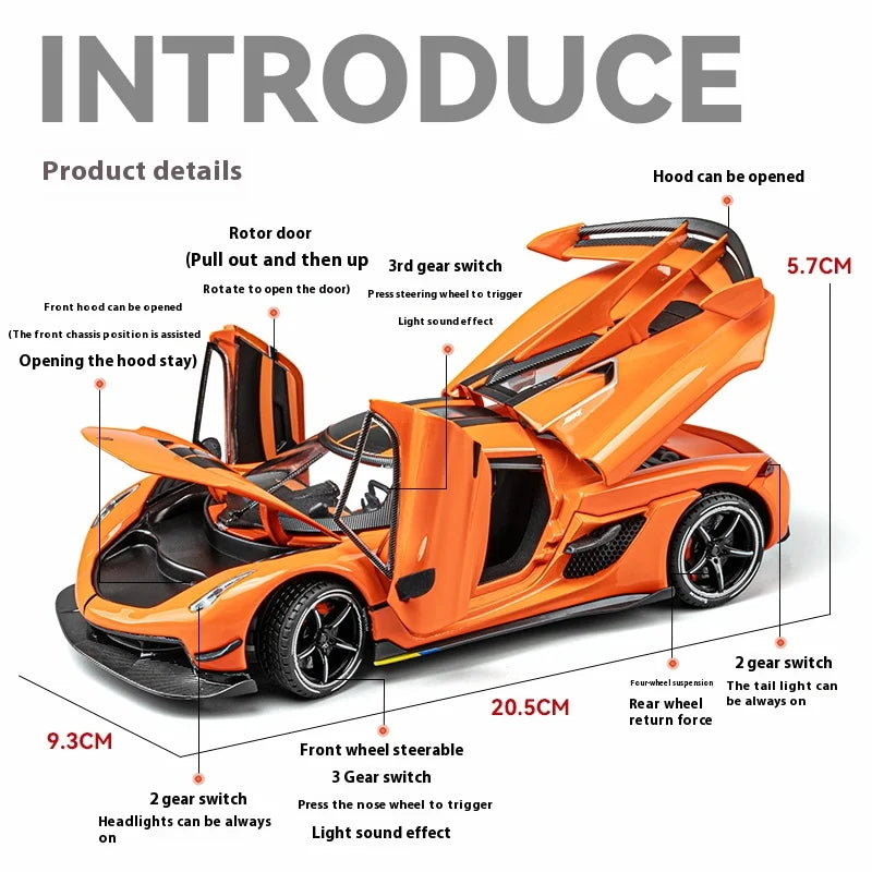 Simulation 1:24 Jesko Car Model Alloy Car Model Sports Car Children's Toy Car Collection Ornaments Boy Birthday Gifts