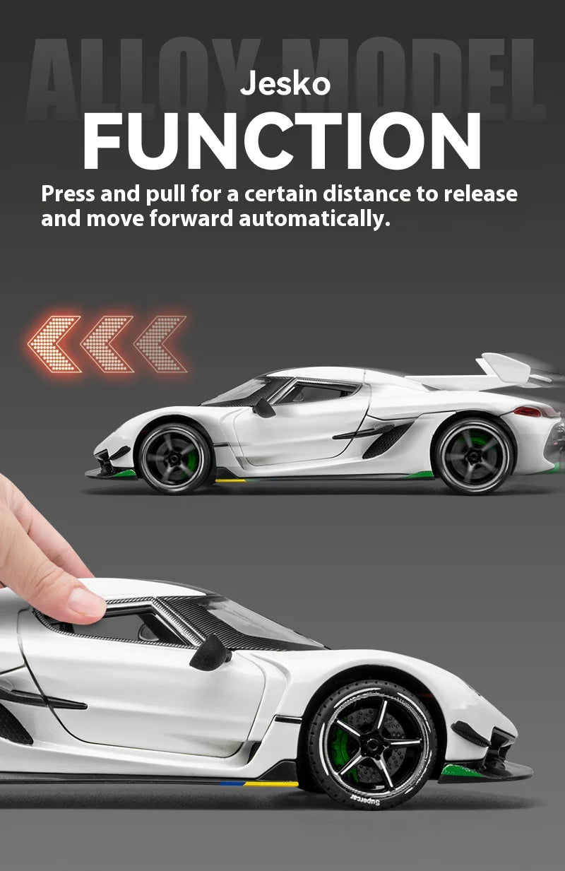 Simulation 1:24 Jesko Car Model Alloy Car Model Sports Car Children's Toy Car Collection Ornaments Boy Birthday Gifts