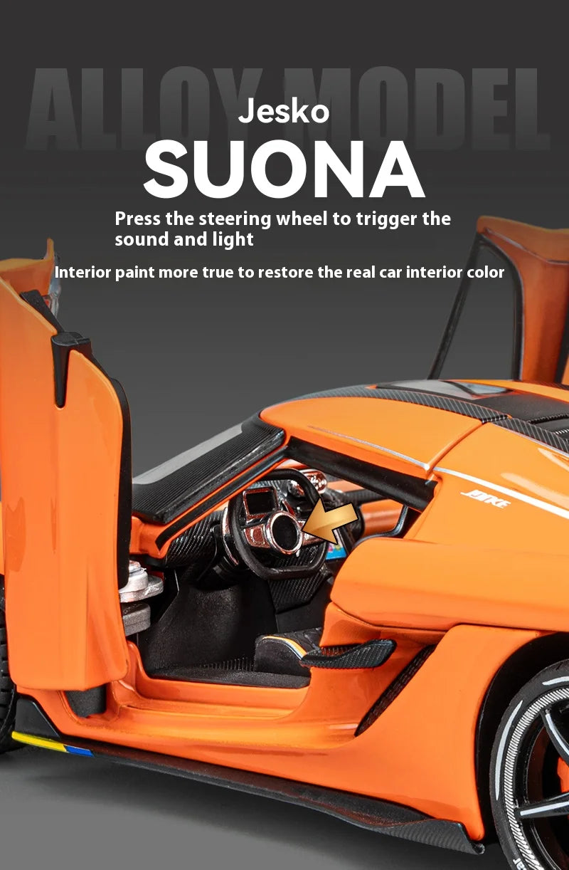 Simulation 1:24 Jesko Car Model Alloy Car Model Sports Car Children's Toy Car Collection Ornaments Boy Birthday Gifts