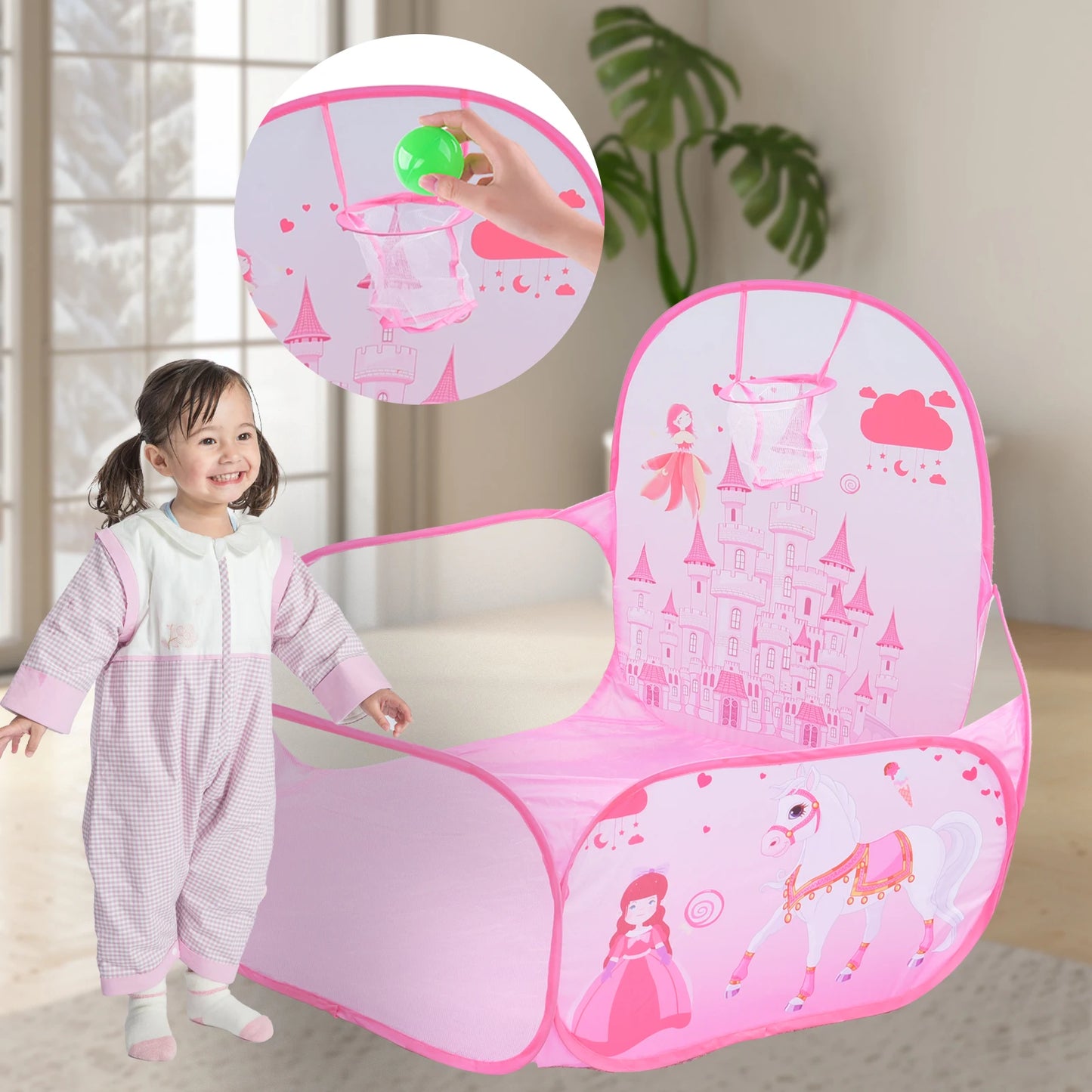 Children's Ball Pool Play House Children's Toy tent Folding girls Pink Princess Castle Children's room Decorated ball pool toys